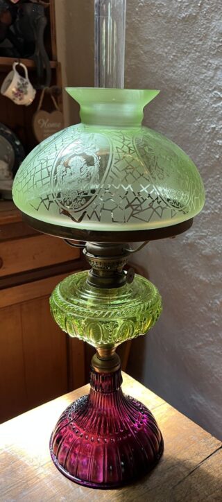 American Duo glass oil lamp