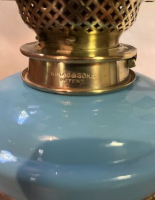 Hinks Blue Glass Font and Base oil lamp - Image 4