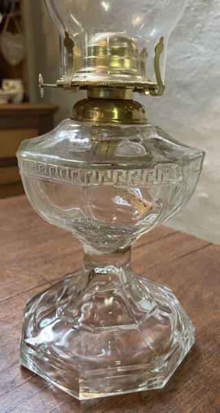 Greek Key new collar and burner Depression Clear Glass Oil Lamp - Image 2