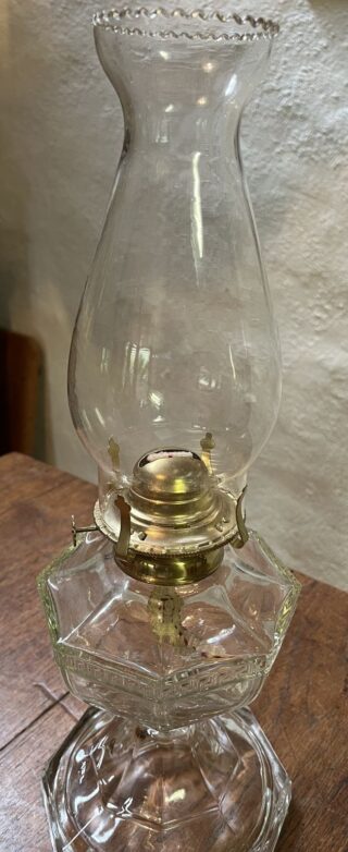 Greek Key new collar and burner Depression Clear Glass Oil Lamp - Image 3