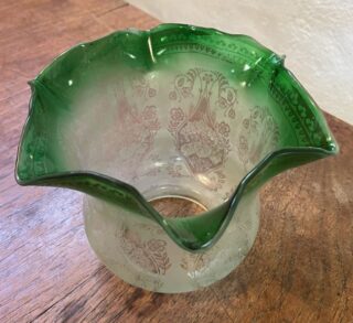 4" Tulip Green Edged Glass Shade - Image 2