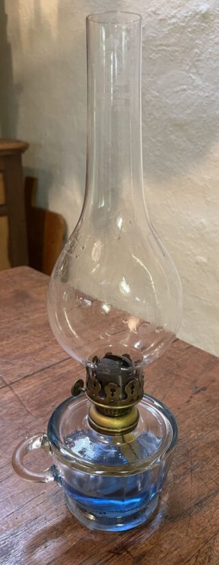 English Finger Oil Lamp with Facet Cut Clear Glass Font - Image 2