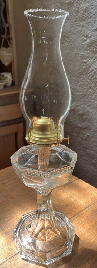 'Tall Harrison' Crown Crystal glass ware oil lamp