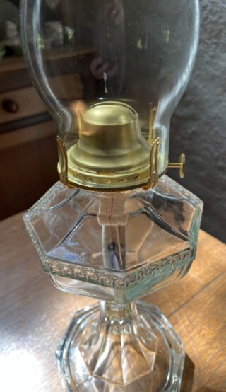 'Tall Harrison' Crown Crystal glass ware oil lamp - Image 3