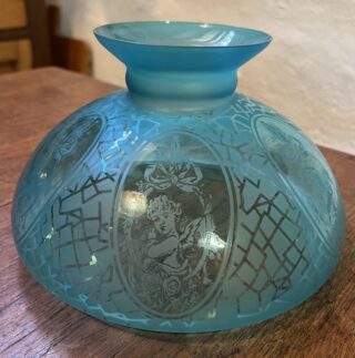 7 1/4" Blue Cupid Etched glass shade