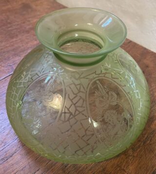 7 1/4" Green Cupid Etched Glass Shade - Image 2